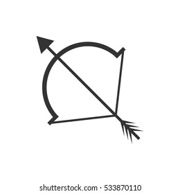 Cupid bow icon flat. Illustration isolated on white background. Vector grey sign symbol