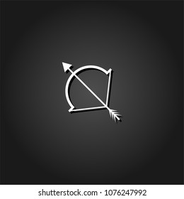 Cupid bow icon flat. Simple White pictogram on black background with shadow. Vector illustration symbol