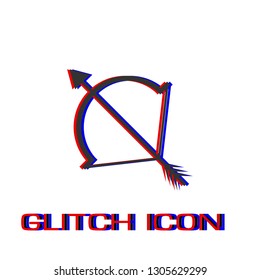 Cupid bow icon flat. Simple pictogram - Glitch effect. Vector illustration symbol