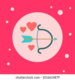 Cupid Bow Icon On Pink Background Flat Vector Illustration