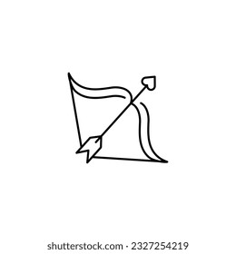 Cupid bow line icon and arrow with a heart. Vector trendy illustration for love, romance, passion, valentine's day. Vector illustration