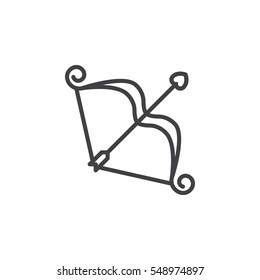 Cupid bow line icon, outline vector sign, linear pictogram isolated on white. Love symbol, logo illustration