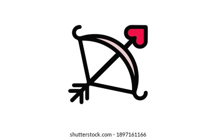 Cupid bow and love arrow icon valentine and vector image