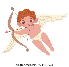 cupid with bow over white