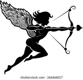 Cupid Bow Takes Aim Heart Someone Stock Vector (Royalty Free) 266466017 ...