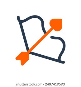 Cupid Bow Vector Icon Illustration for Romantic Archery