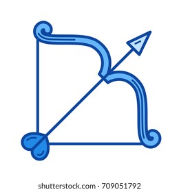 Cupid bow vector line icon isolated on white background. Cupid bow line icon for infographic, website or app. Blue icon designed on a grid system.