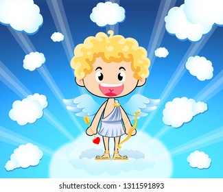 Cupid boy in heaven.