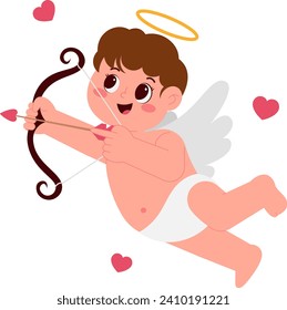 Ilustración de la flecha de inclinación de Cupid Boy Holding