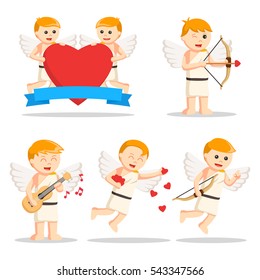 cupid boy set illustration design