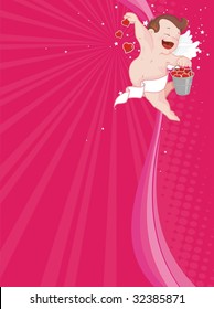 cupid with buckets with hearts