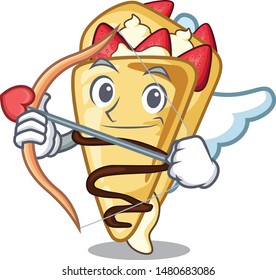 Cupid cartoon crepe cooked in frying pan