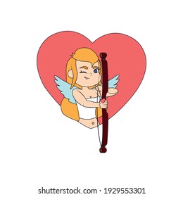 Cupid cartoon in a heart. Angel of love - VEctor