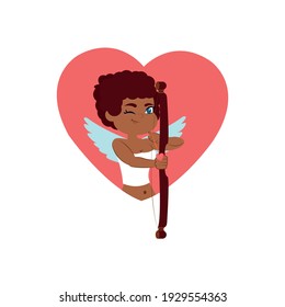 Cupid cartoon in a heart. Angel of love - VEctor