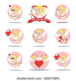 cupid cartoon set vector illustration design