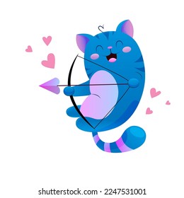 Cupid cat with bow and arrow, Valentine's day, sticker