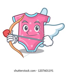 Cupid character baby clothes hanging on clothesline