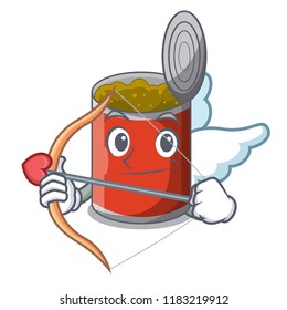 Cupid character canned food isolated on cartoon Cupid character canned food isolated on cartoon