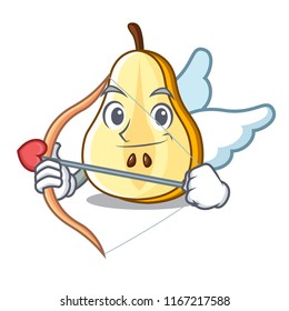 Cupid character cartoon fresh green pear whole