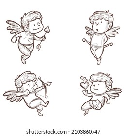 Cupid character collection. Valentine clip art vector eps