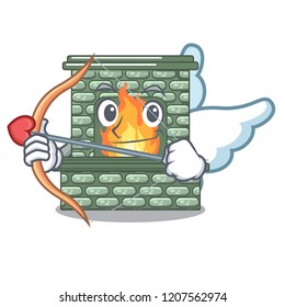 Cupid character fireplace with red brick inside