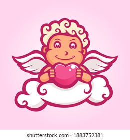 Cupid character with love, mascot cartoon valentine day	