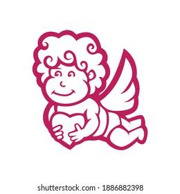 Cupid character with love, silhouette version