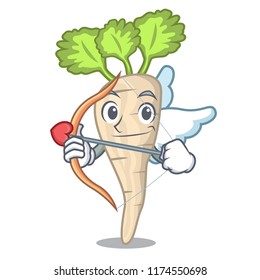 Cupid character parsnip root with leaf cartoon