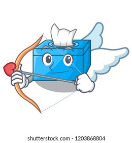 Cupid character tissue box on wood floors