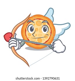 Cupid cheese pizza served on cartoon board