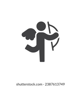 Cupid cherub vector icon. filled flat sign for mobile concept and web design. Flying Cupid glyph icon. Love and Valentines day symbol, logo illustration. Vector graphics