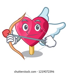 Cupid chocolate heart on ice cream cartoon