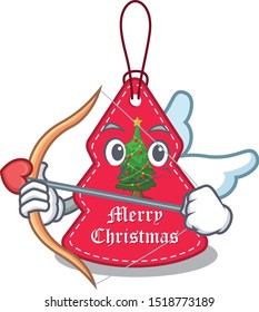 Cupid christmas tag hanging isolated with cartoon