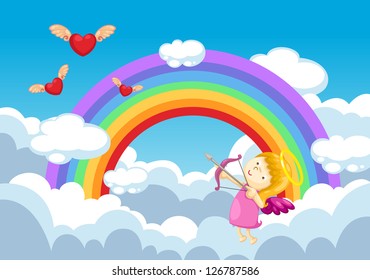 cupid in the clouds.vector