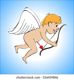 Cupid color on a blue background