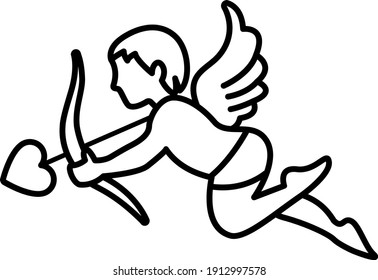 Cupid Concept vector line Icon design, Love and romance symbol on white background, Valentines Day Sign,