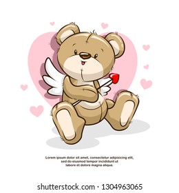 Cupid Cute Bear, Valentine's Day, Cartoon Illustration