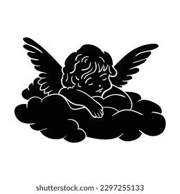 cupid cute character vector. Suitable for tattoo art.