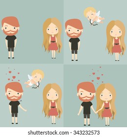 Cupid. Cute couple in love. Vector illustration for Valentine's Day