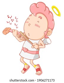 Cupid cute vector. Valentine’s Day and mascot. Cartoon vector. Isolated on white background