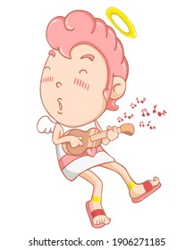 Cupido vector lindo. Día de San Valentín y mascota. Vector de dibujos animados. Aislado sobre fondo blanco