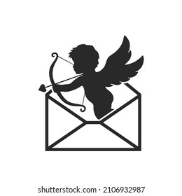cupid in envelope. valentine's day message. romantic and love symbol. isolated vector image