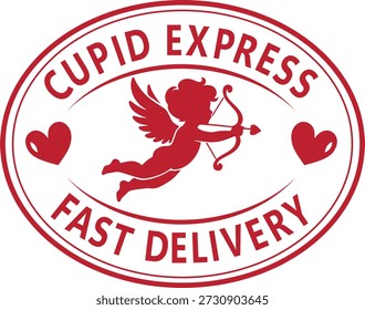 Cupid Express Fast Delivery Carimbo de Amor para gráficos do Dia dos Namorados, cartas de amor, papelaria de casamento, cartões de saudação, embalagem, adesivos, marca e projetos de design com tema romântico.