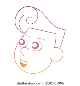 Cupid face cartoon rainbow lines
