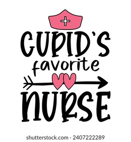 Cupid Favorite Nurse, Valentinstag-T-Shirt-Design, Valentinstag-Vektorgrafik, Happy Valentinstag