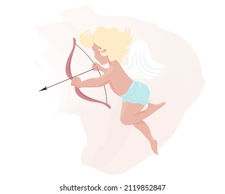A cupid figurine with a bow and arrow. Vector illustration.An item for Valentine's Day, wedding day.for a greeting card.