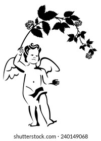 cupid with flowers