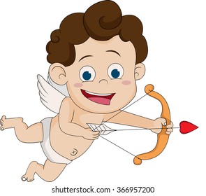 Cupid flying. Vector and illustration.
