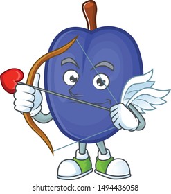 Cupid fruit prunes cartoon on white background.