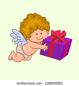 Cupid with gift box